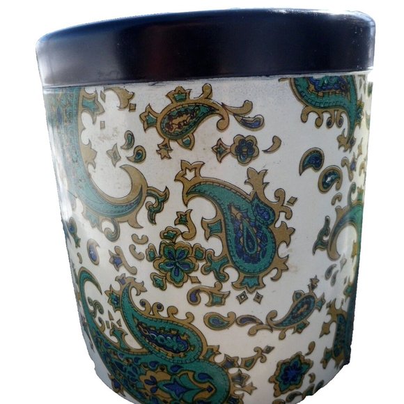 Vintage Kitchen Canister Set Takahashi Nesting Container Green Paisley Tray MCM - Picture 8 of 13